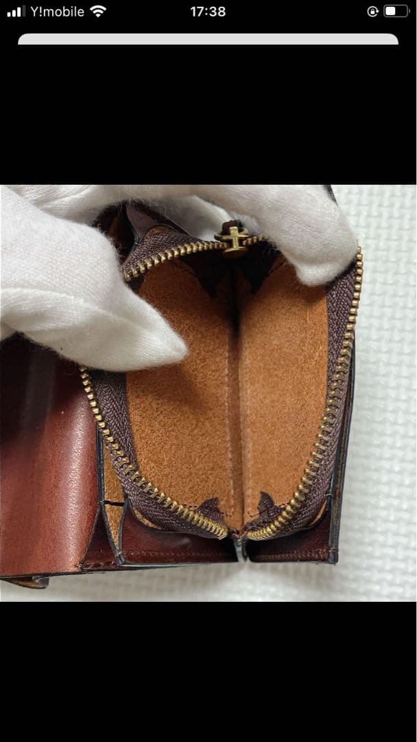 未使用　SLOW スロウ　レザー二つ折り財布　ダークブラウン　濃茶　ミニ財布