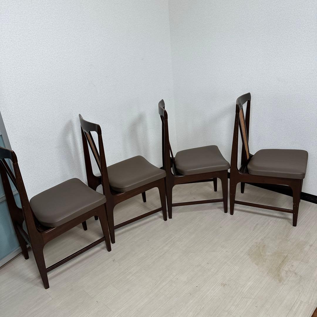 maruni マルニ木工 ダイニングチェア 食卓椅子 革張り 4脚セットi4※