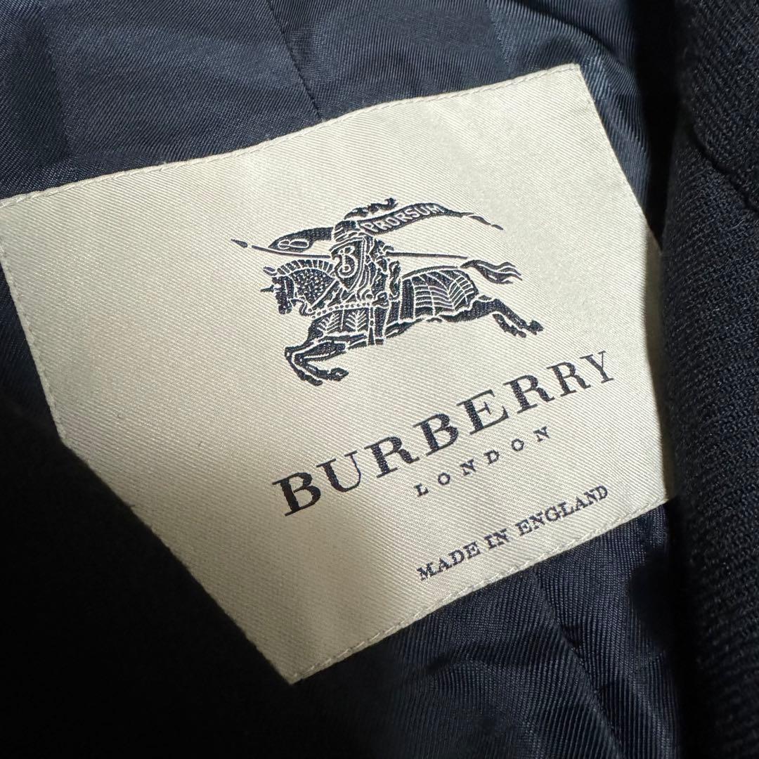 美品 バーバリーロンドン 最高級 裏地チェック ブラック ウールコート