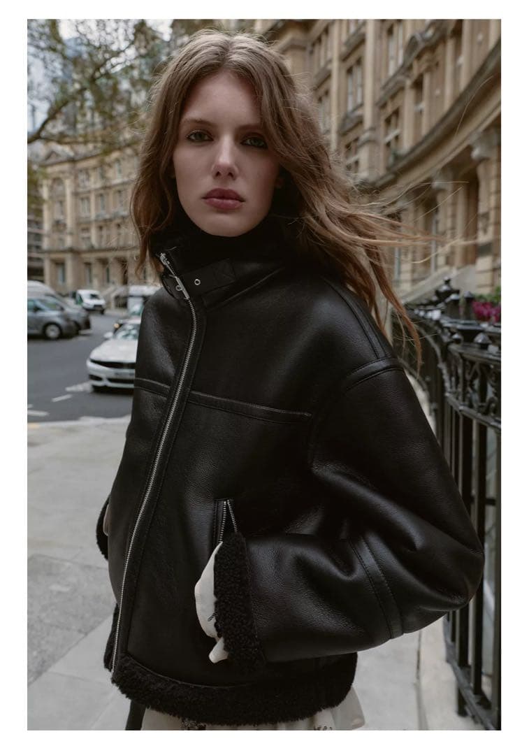 【新品】ZARA ダブルフェイス フェイクシープスキンジャケットS