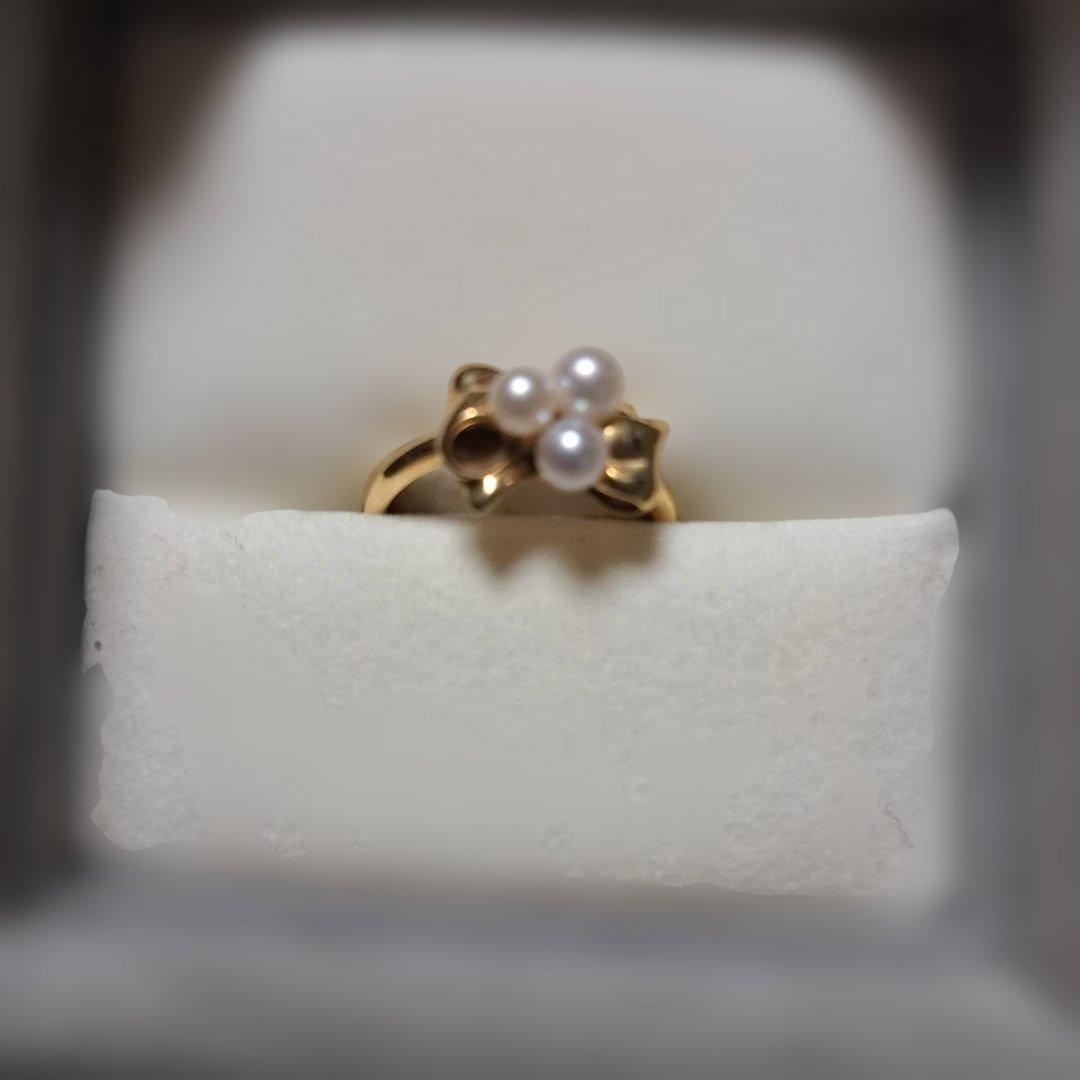 ゴールド リボン パールリング