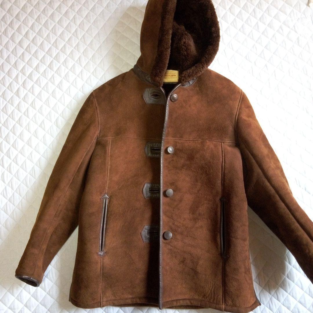 レザーコート 美品 フード付革コート