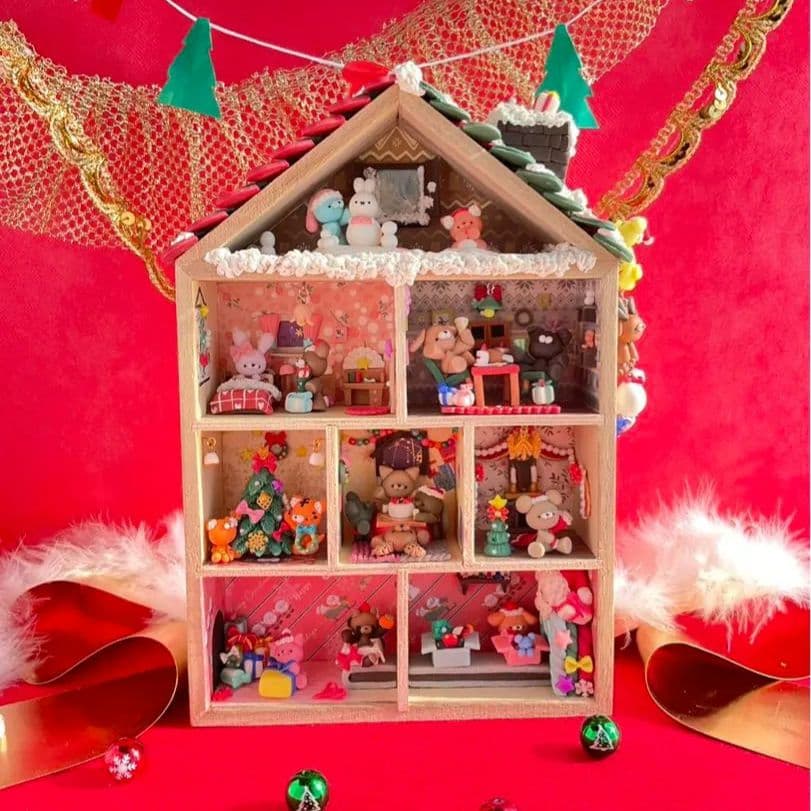 ほっこり癒しのクリスマスハウス＊動物たちのミニチュアセット