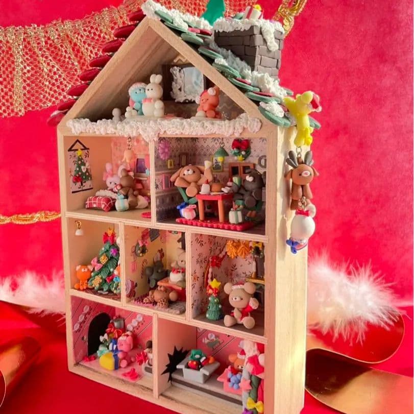 ほっこり癒しのクリスマスハウス＊動物たちのミニチュアセット