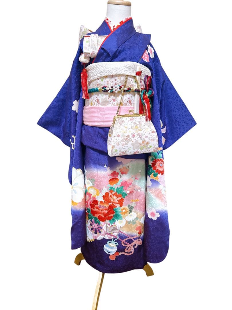 豪華逸品友禅染♡七五三　7歳　女の子　フルセット　一式　紫系　パール付帯締め