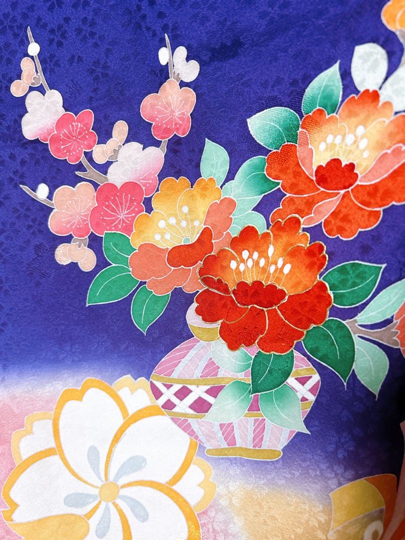 豪華逸品友禅染♡七五三　7歳　女の子　フルセット　一式　紫系　パール付帯締め