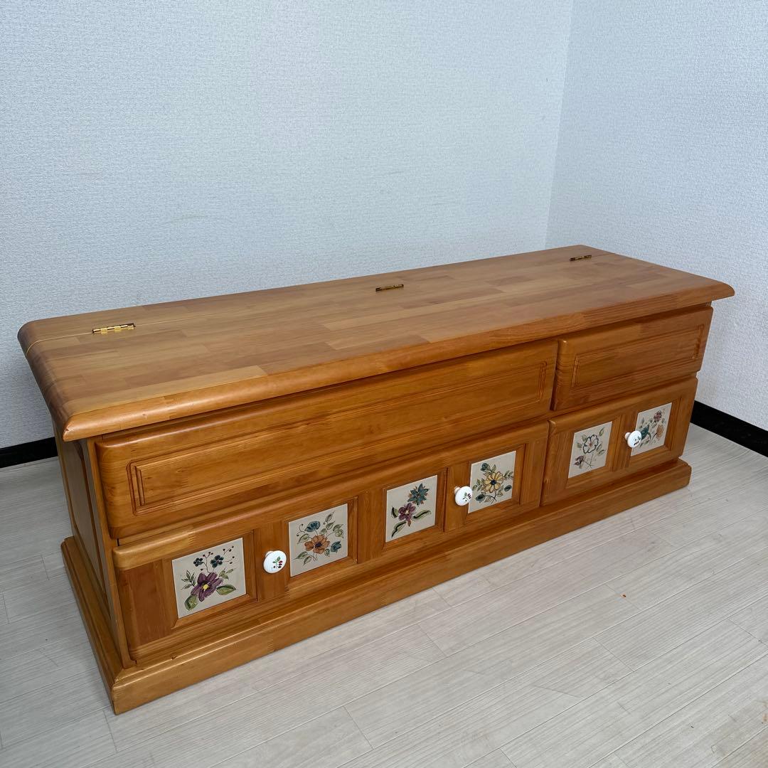 スペイン バレンシア タイル ベンチ チェスト ローボード 収納家具 is2※