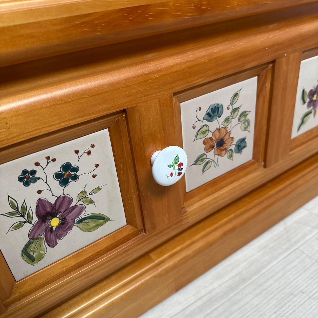 スペイン バレンシア タイル ベンチ チェスト ローボード 収納家具 is2※