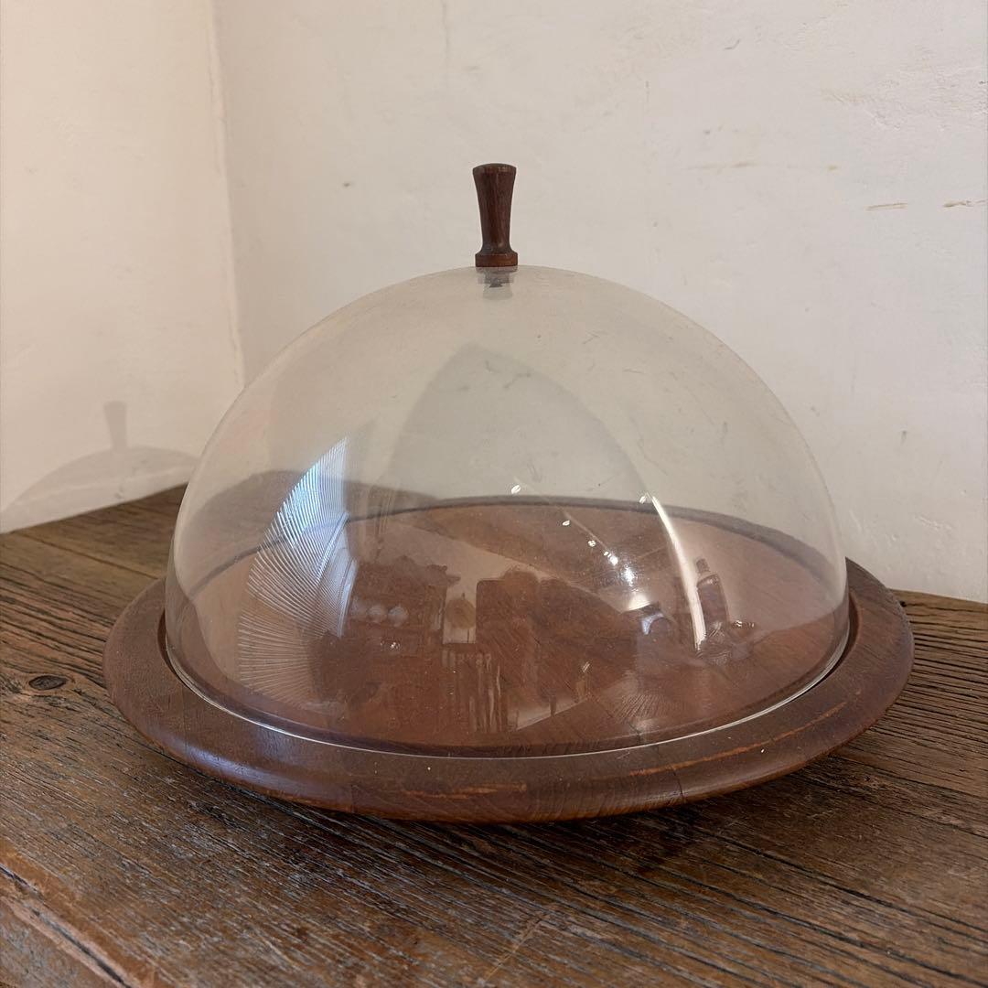 denmark vintage digsmed ケーキドーム　回転式　チーク材