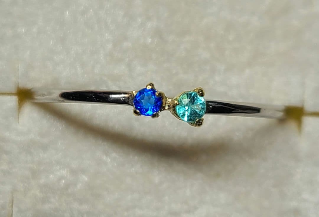 ネオンブルーの共演★バターリャパライバトルマリン&アウイナイト18金Pt900★