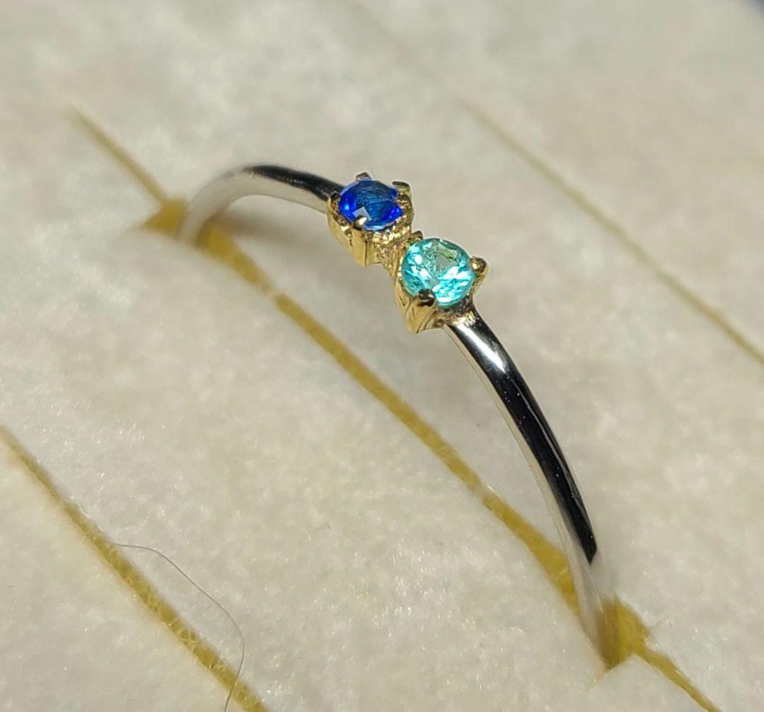 ネオンブルーの共演★バターリャパライバトルマリン&アウイナイト18金Pt900★