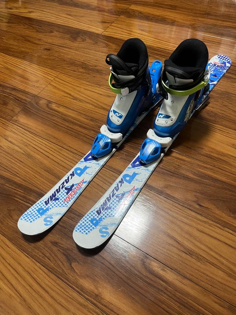 hedgehog　スキー 86cm 青/白 ポール付き　ブーツ16.0cm