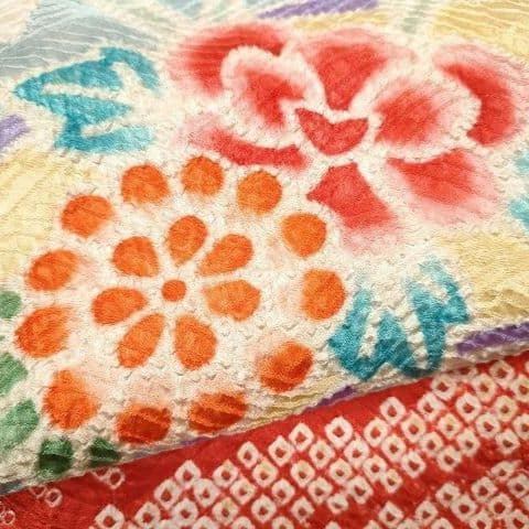 正絹綸子☆本絞り＋グラデーション☆高貴な雰囲気満載な産着～3歳七五三向け祝着