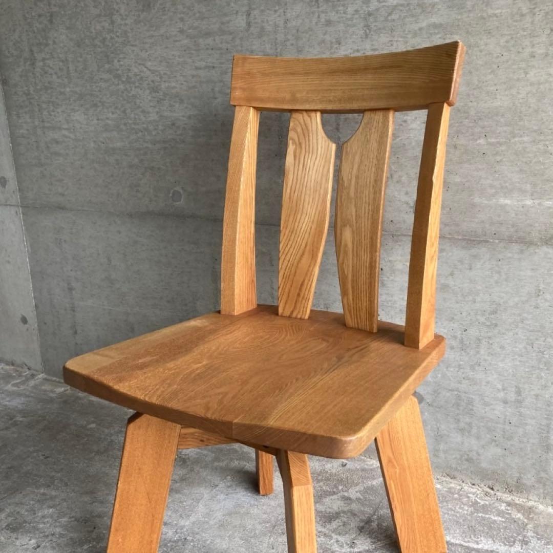 回転椅子 ダイニングチェア リビング 背もたれ 木製 タモ材 家具 レトロ