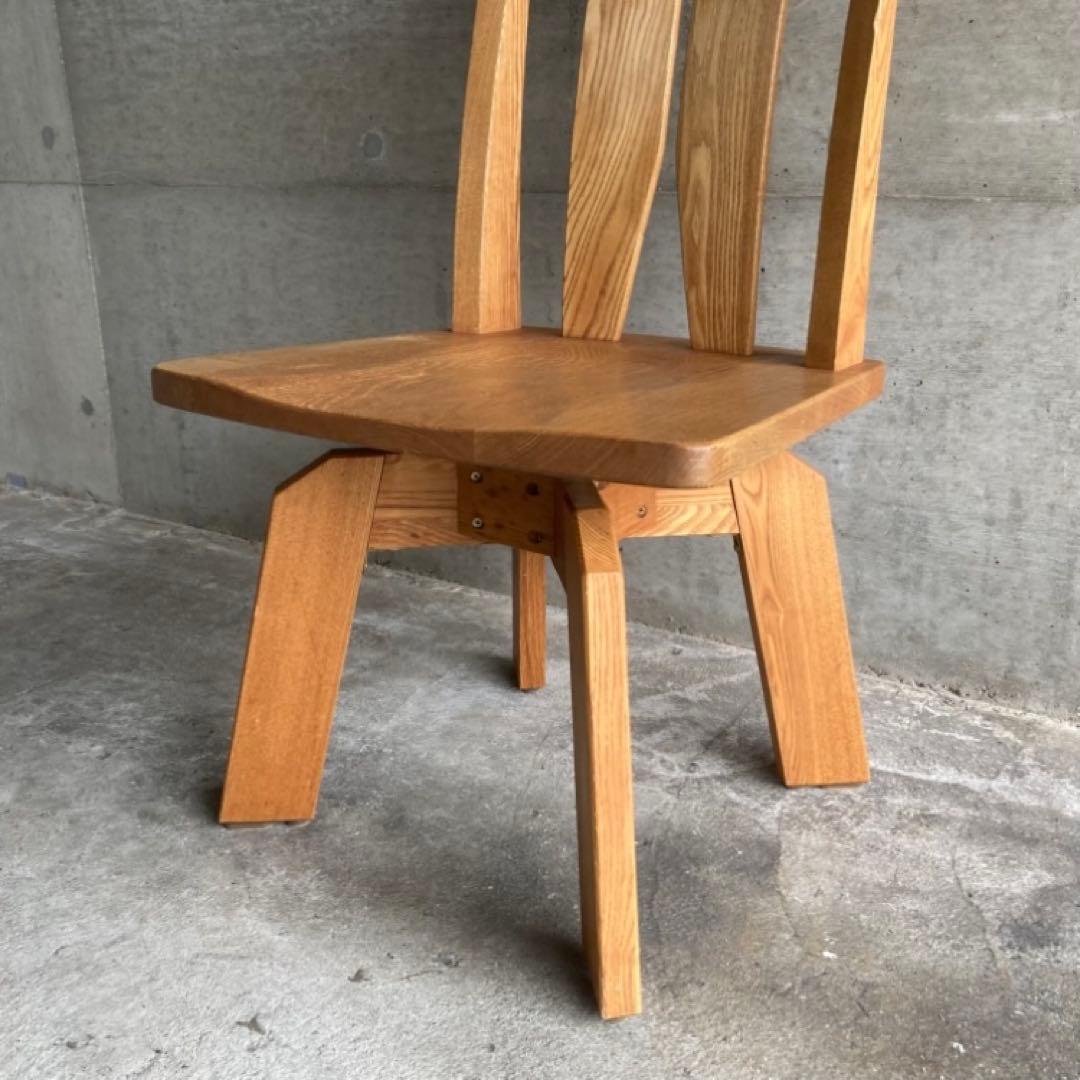 回転椅子 ダイニングチェア リビング 背もたれ 木製 タモ材 家具 レトロ