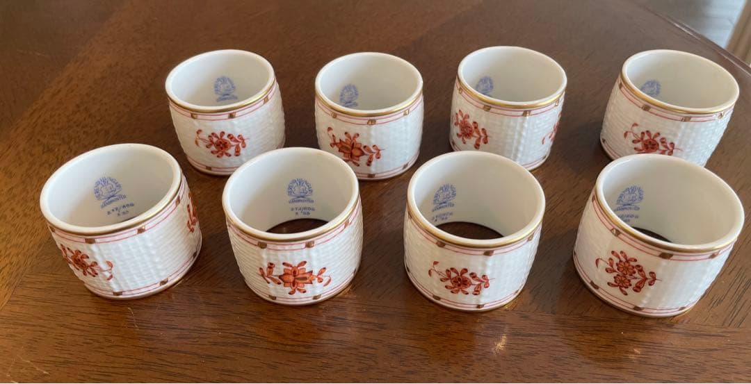 希少 ヘレンド　ナプキンリング 8個セット 花柄