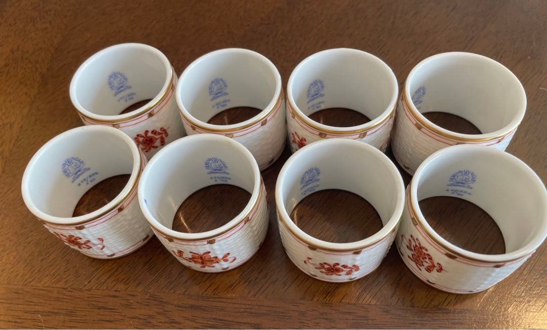 希少 ヘレンド　ナプキンリング 8個セット 花柄