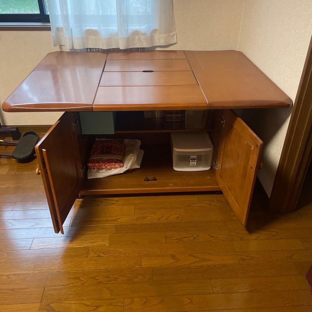 木製 長方形テーブル 引き出し付き