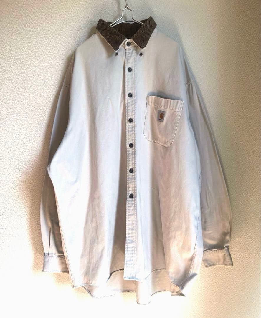 Carhartt ワークシャツ 襟 コーデュロイ シャツ カバーオール 古着