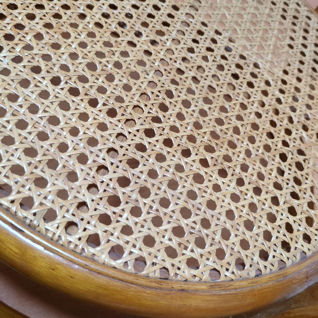 ラタン丸テーブル　　強化ガラス天板