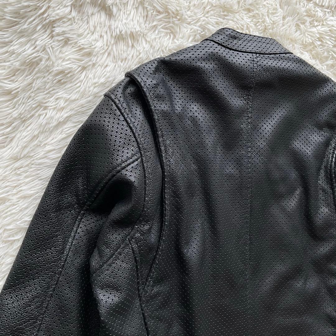 美品✨カドヤ　パンチング　レザージャケット　シングルライダース　3L ブラック