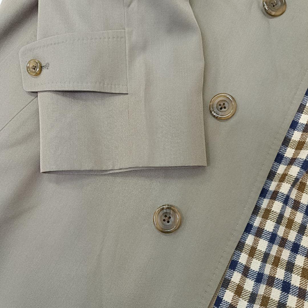 【Aquascutum London】カーキ高級ステンカラーコートL寸l10