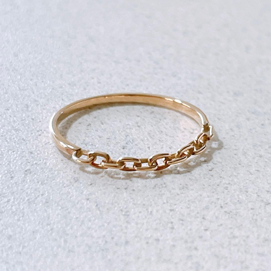 金*犀様 美品 K18 チェーンデザインリング