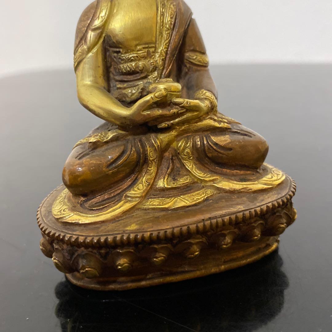 仏教美術 古銅鍍金 チベット仏 薬師如来像 仏像