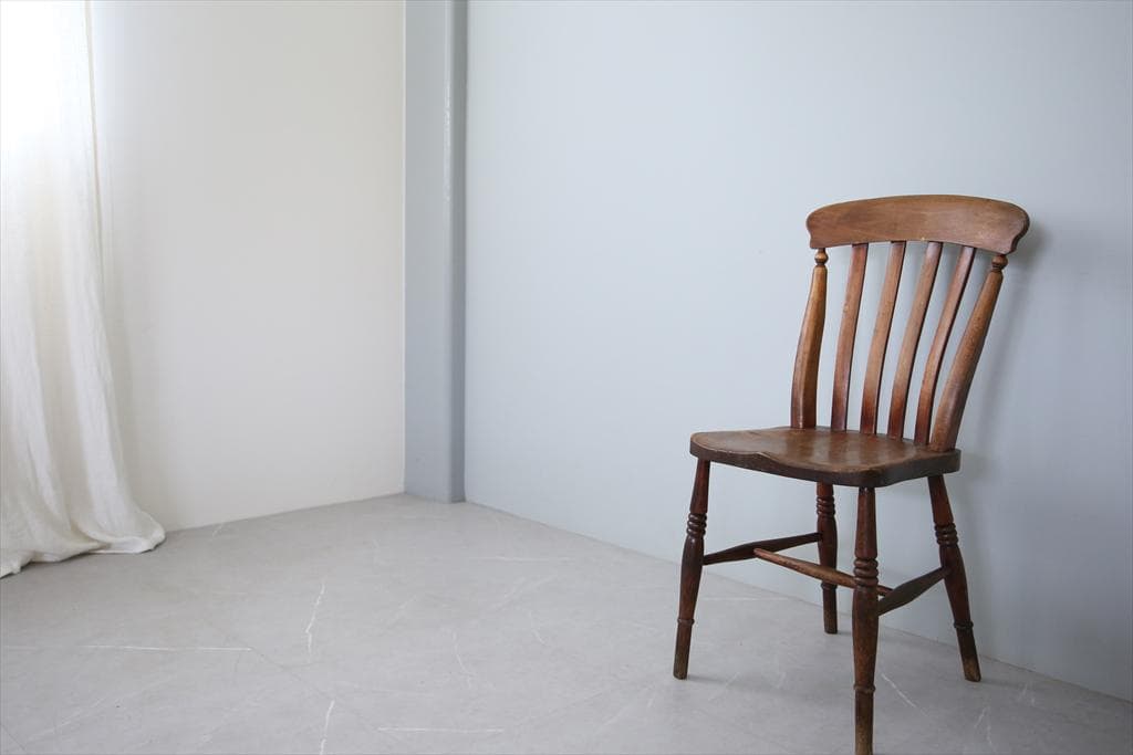 英国アンティーク木製キッチンチェア/ダイニングイス椅子/飾り棚(89-227-1