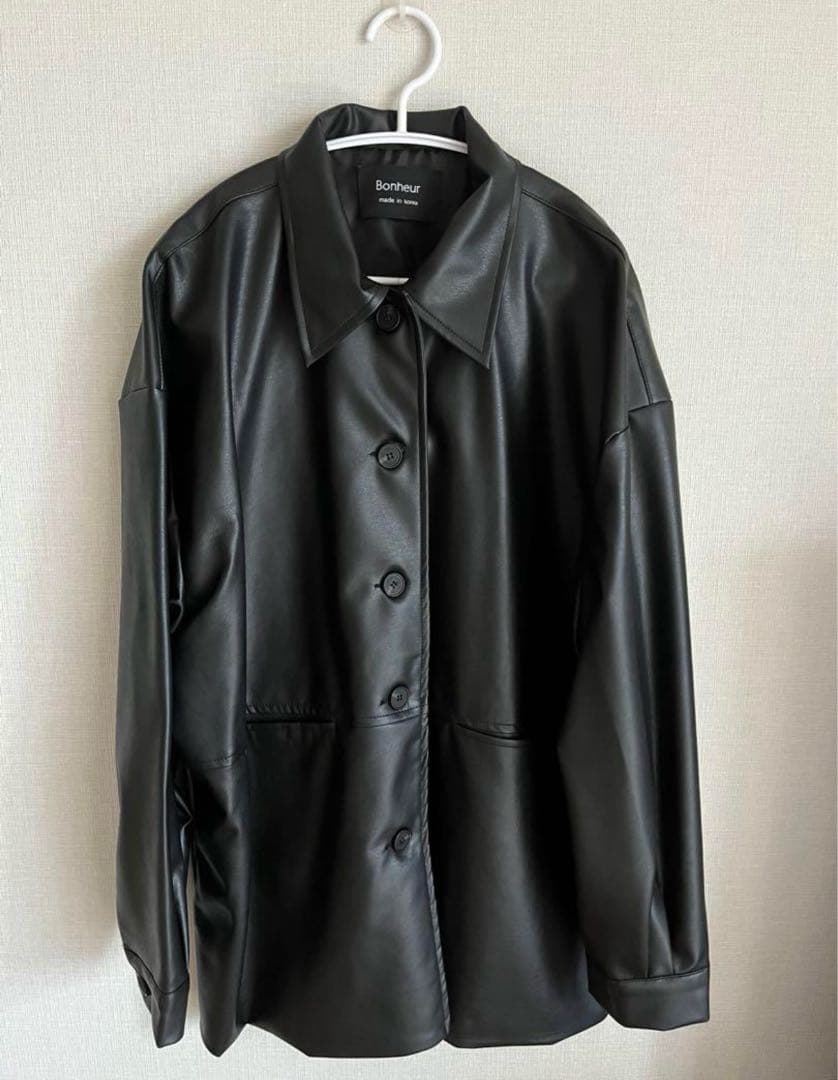 irury fake leather jacket black レザージャケット