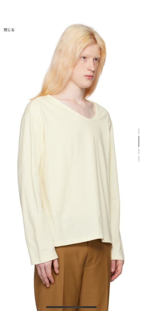 sefr uneven 長袖Tシャツ オフホワイト Sサイズ ロンティ ベージュ