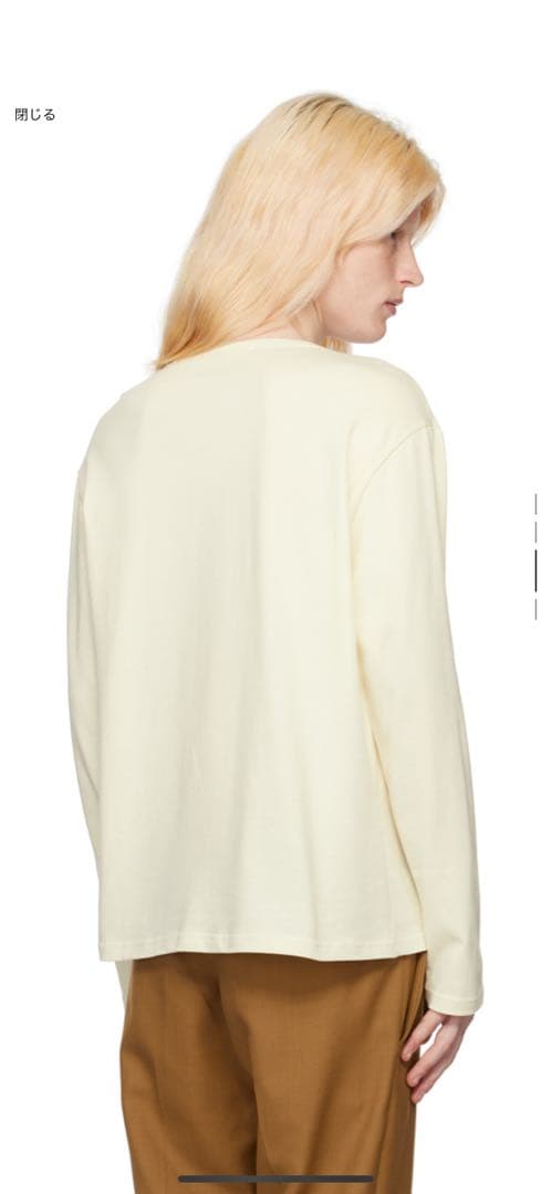 sefr uneven 長袖Tシャツ オフホワイト Sサイズ ロンティ ベージュ