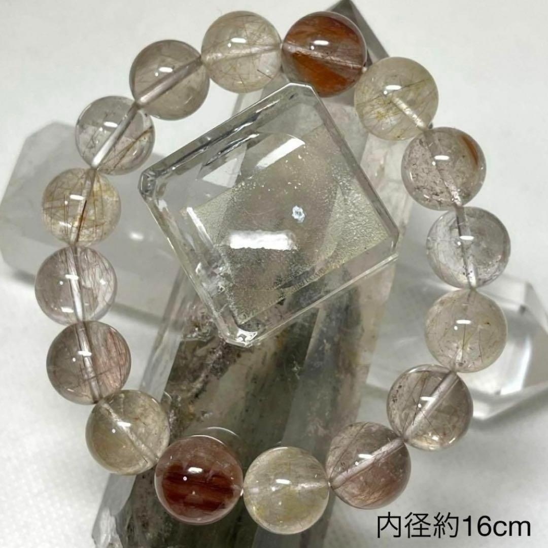 レッドルチル　ミックスルチル　パワーストーンブレスレット　内径約16cm