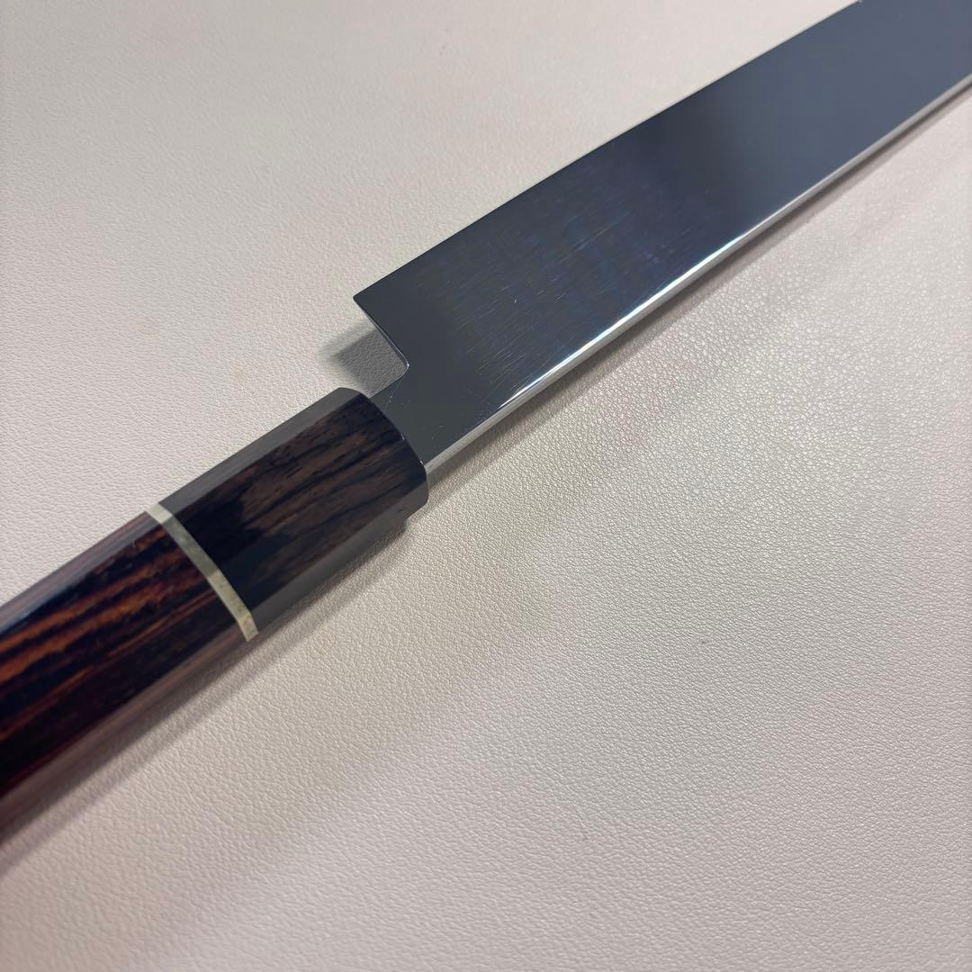 270mm 切付柳刃包丁 鏡面　天然木八角柄 刺身包丁 「全鋼」'_