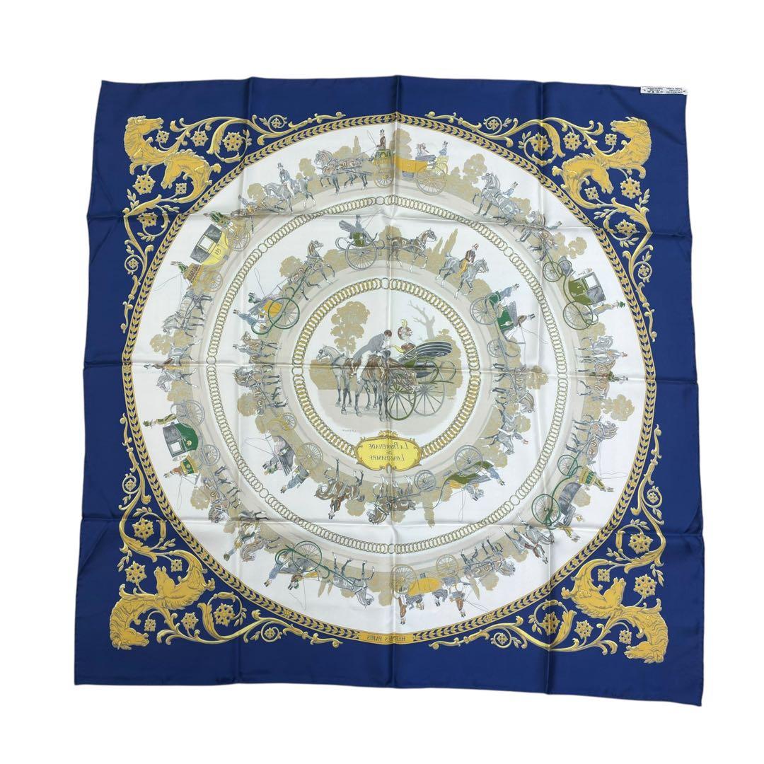 HERMES カレ90 シルク スカーフ ロンシャンへの散歩 ストール マフラー