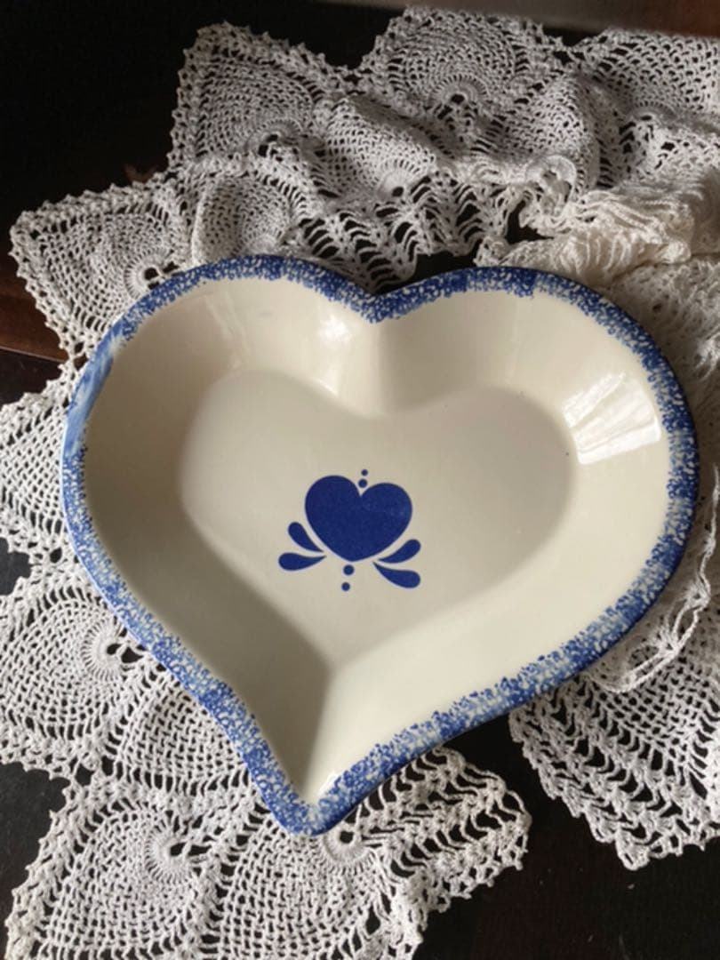 1992年ヴィンテージカントリーブルーハート♡パイベーカーハート型ハンドペイント