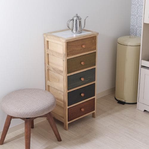 【新品・送料無料】桐製 マルチカラフル5段ボックス シンクエ 2