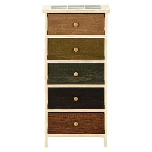 【新品・送料無料】桐製 マルチカラフル5段ボックス シンクエ 2