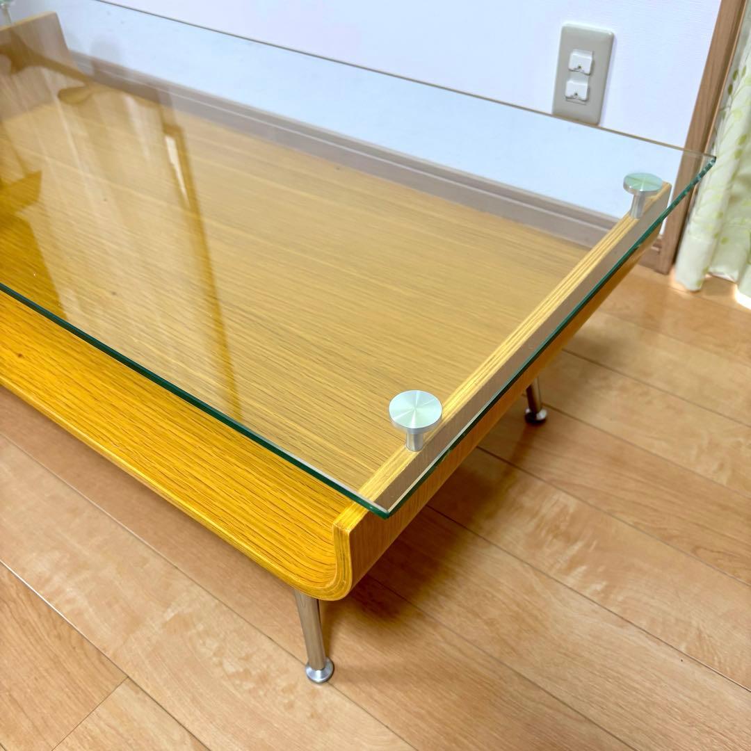 スペースエイジ ミッドセンチュリー 曲げ木 プライウッド ガラステーブル