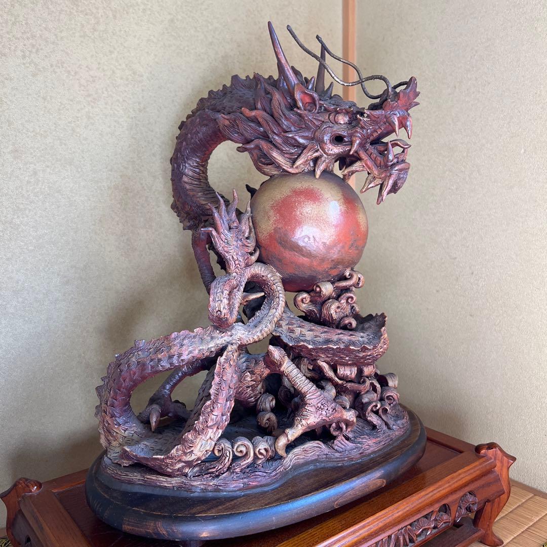 レア 貴重 骨董品 龍 龍神 竜神 竜 陶器 彫刻 壺 アンティーク 家具