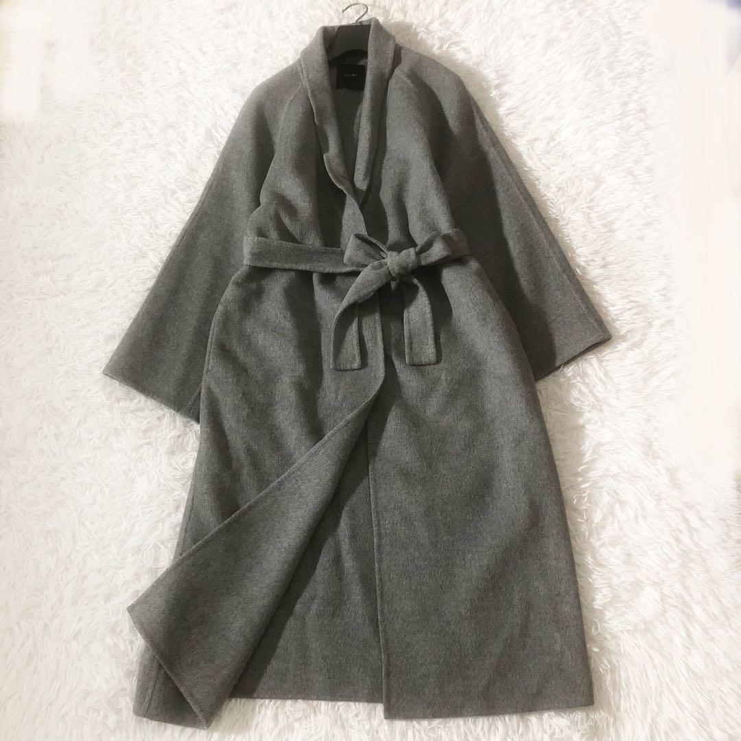 極美品 スピックアンドスパン ショールカラーリバーコート ロング ベルト