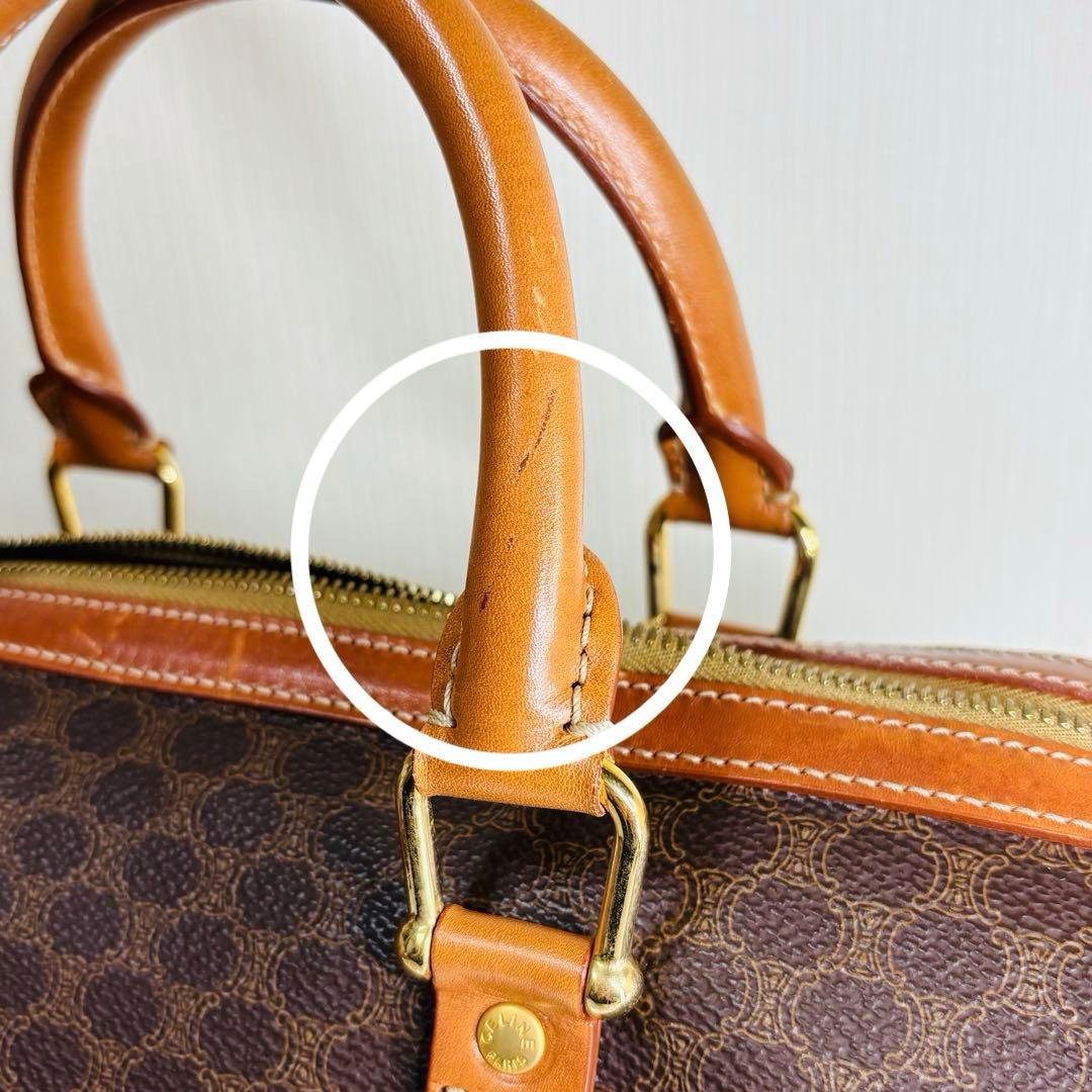 CELINE セリーヌ　ブラウン ハニカムパターン ボストンバッグ