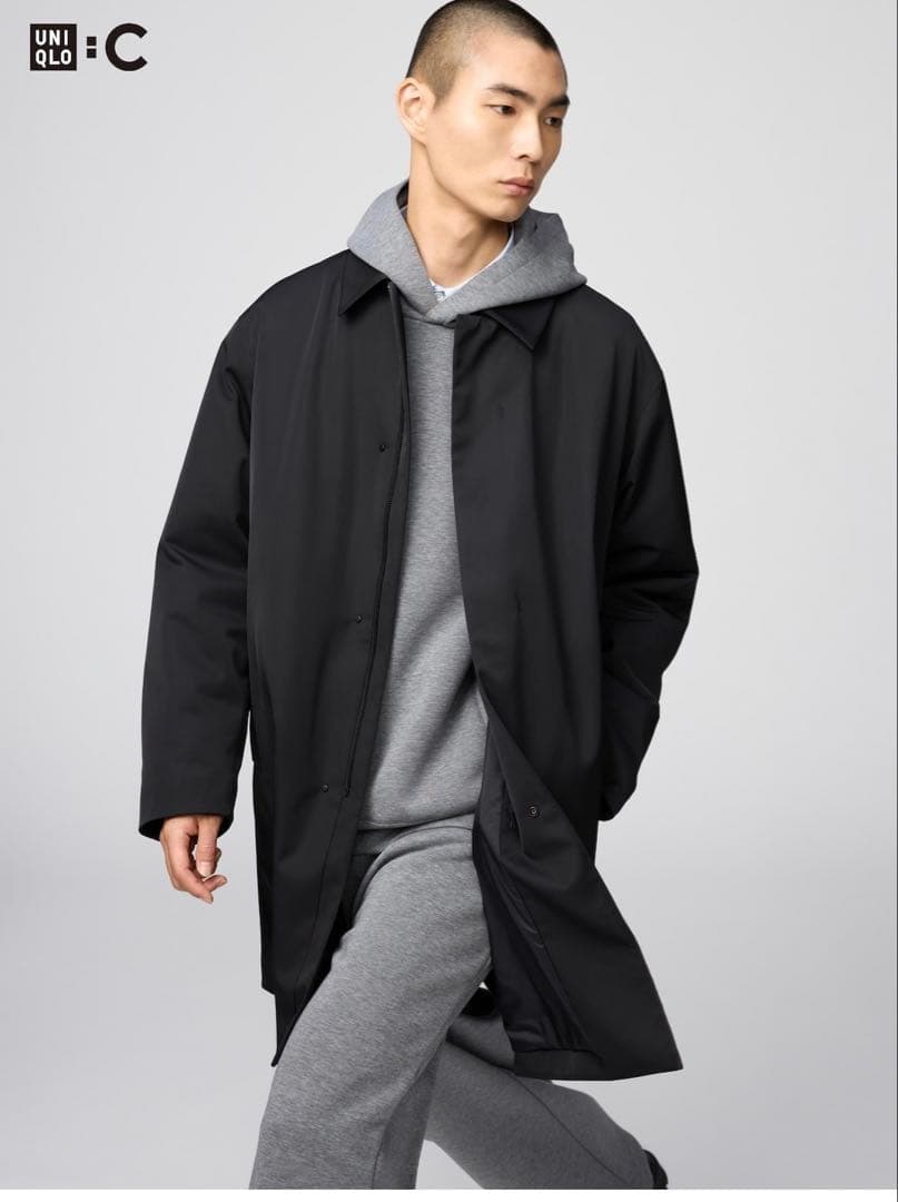 ユニクロ　パフテックハーフコート　ブラック　L