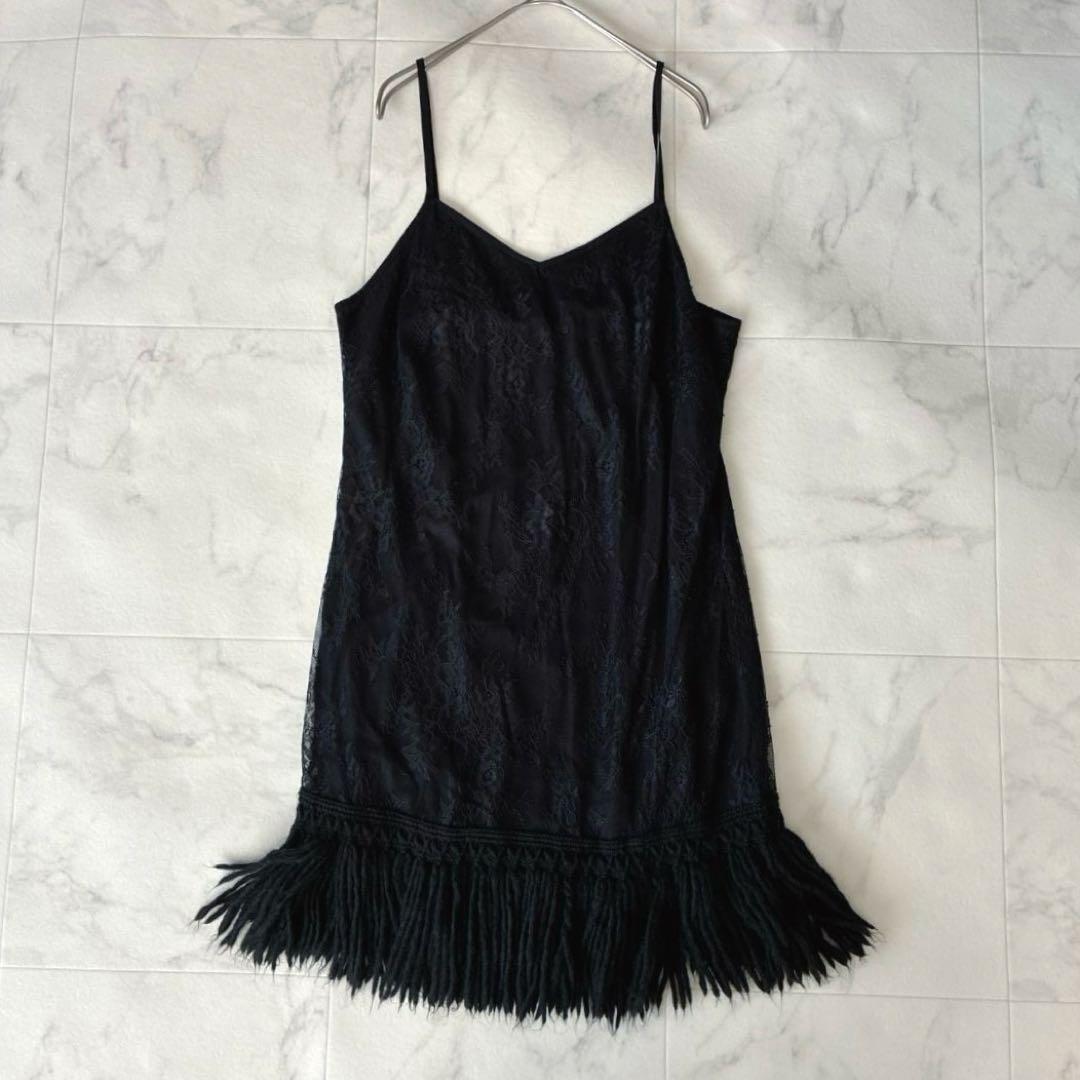 ERMANNO FIRENZE♡レイヤード ニット×レース キャミワンピース 黒