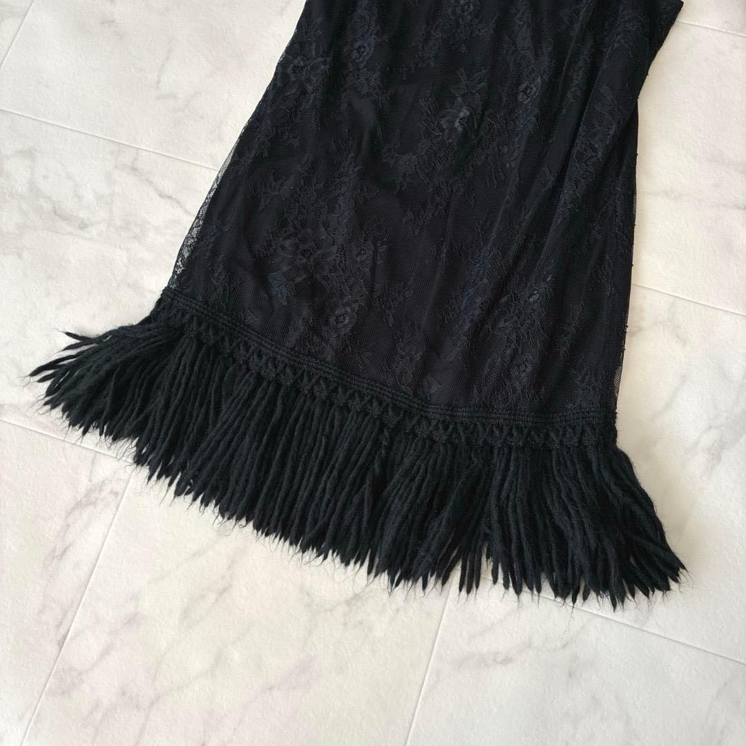 ERMANNO FIRENZE♡レイヤード ニット×レース キャミワンピース 黒