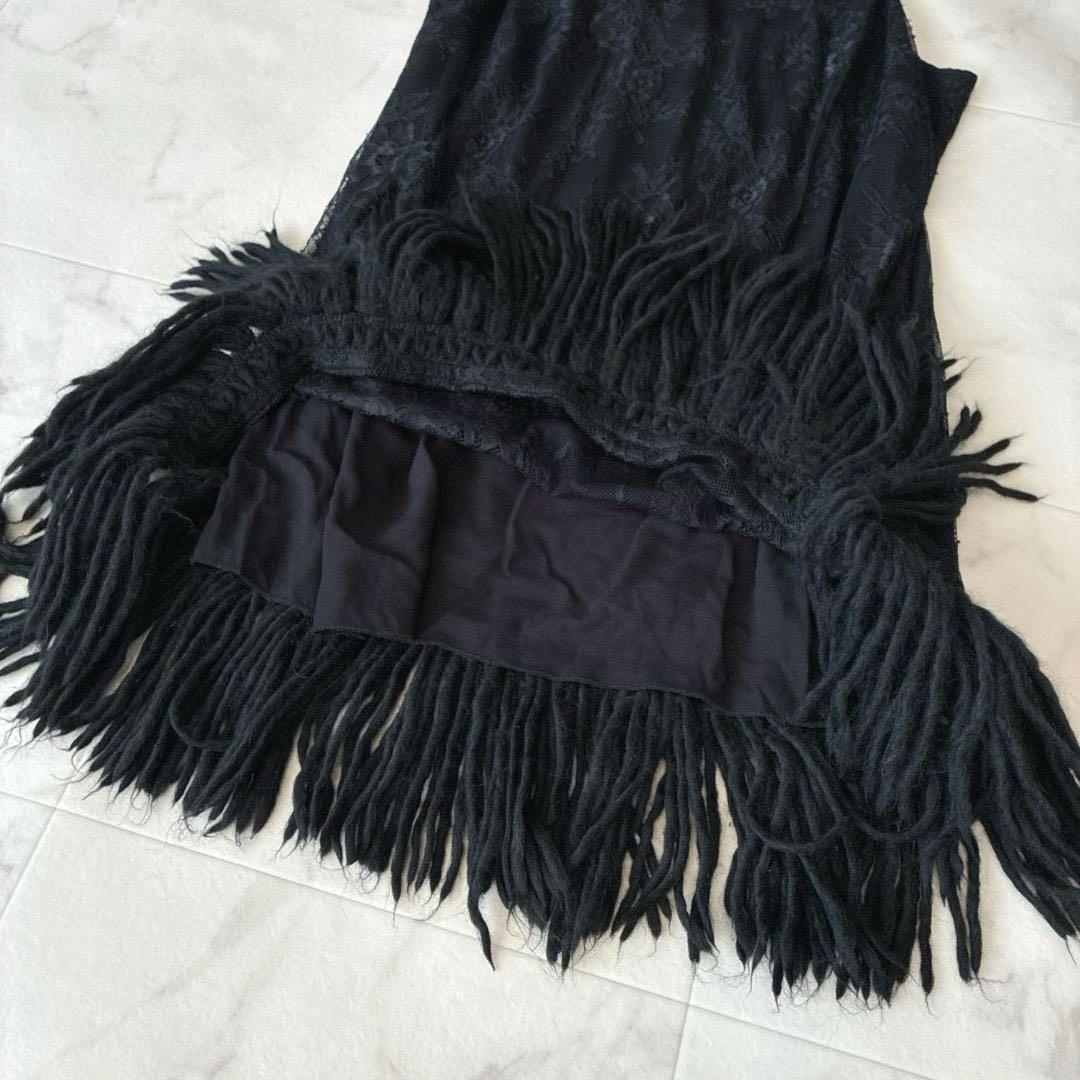 ERMANNO FIRENZE♡レイヤード ニット×レース キャミワンピース 黒