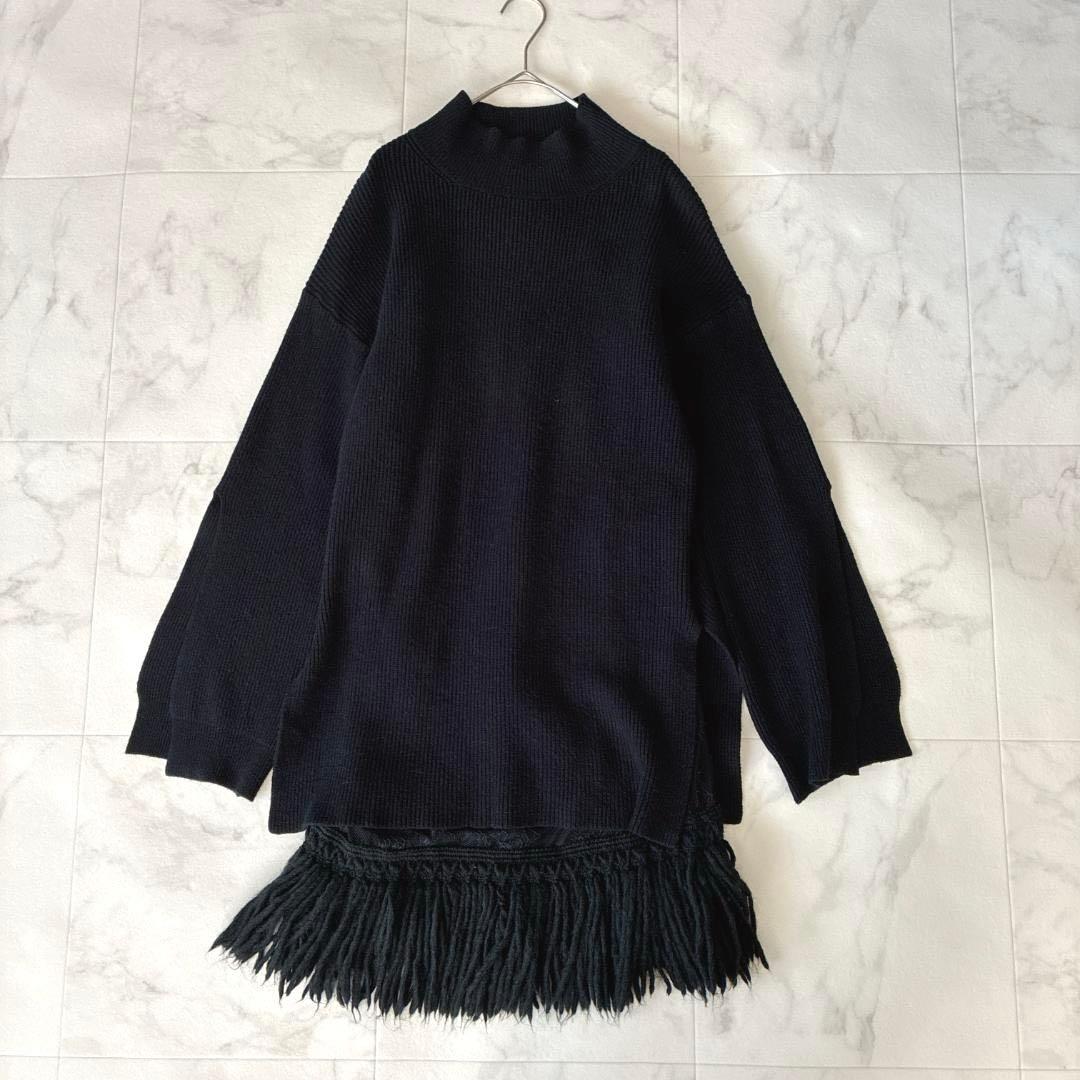 ERMANNO FIRENZE♡レイヤード ニット×レース キャミワンピース 黒