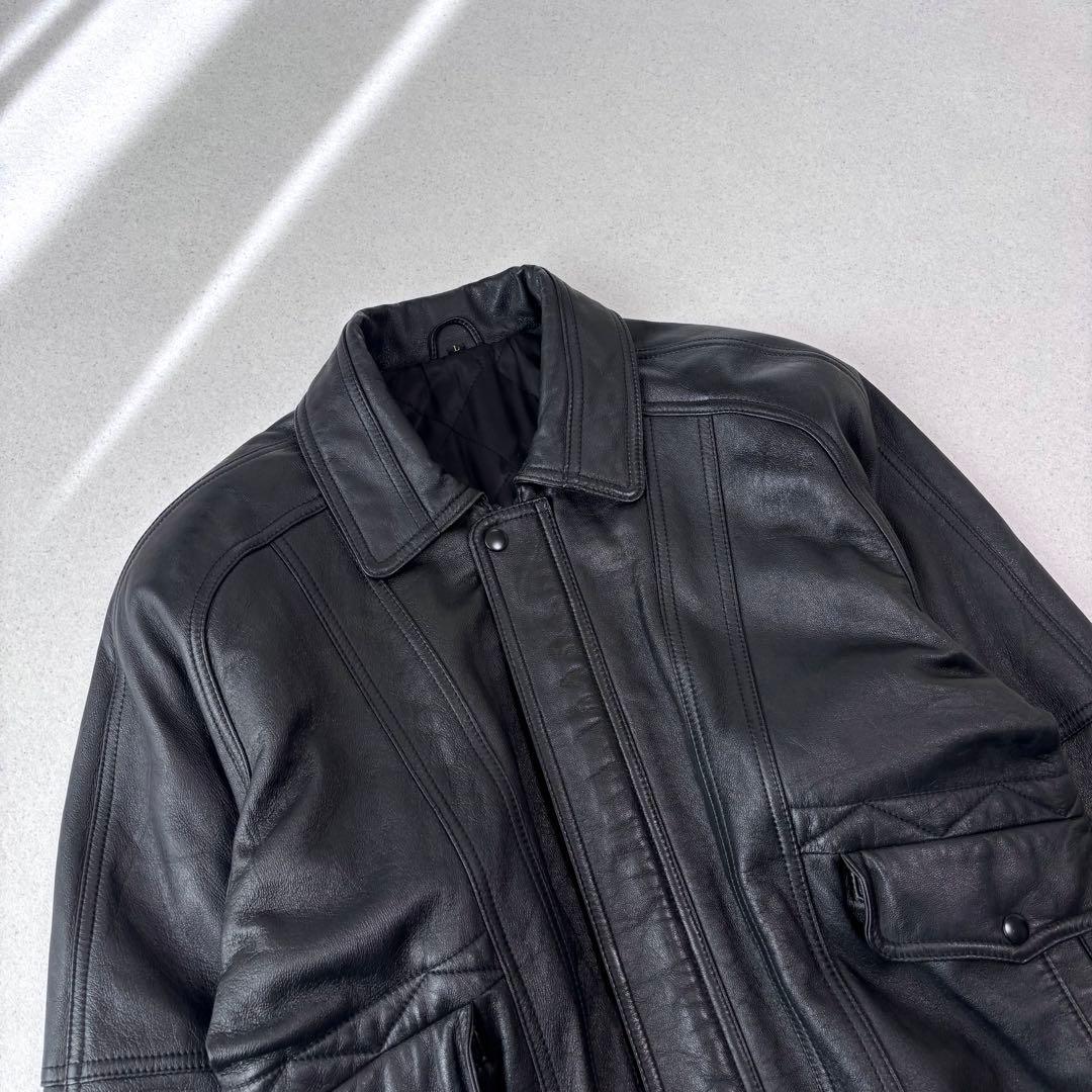 ヴィンテージ レザー ボンバージャケット L 本革 黒 90s A-2タイプ