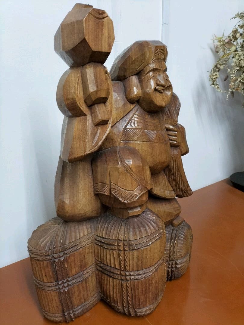 大黒様一刀彫　特大　銘有り