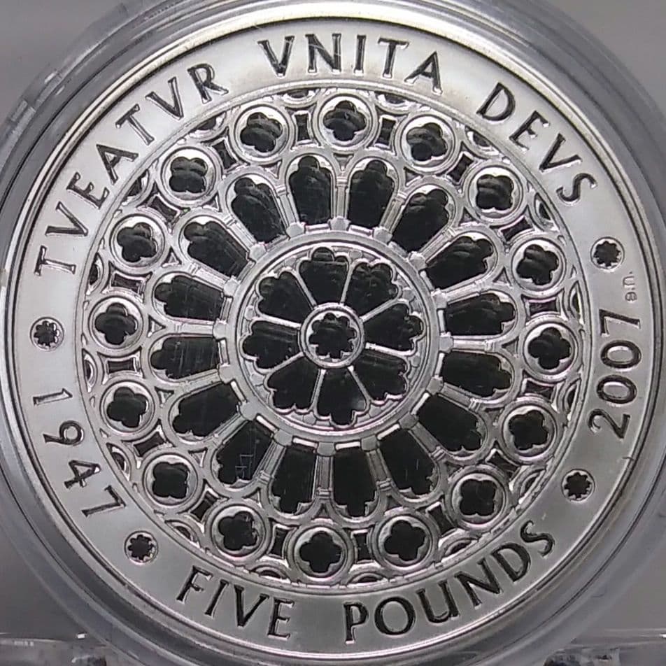 2007 ダイヤモンドウエディング プルーフ 5ポンド銀貨 ①